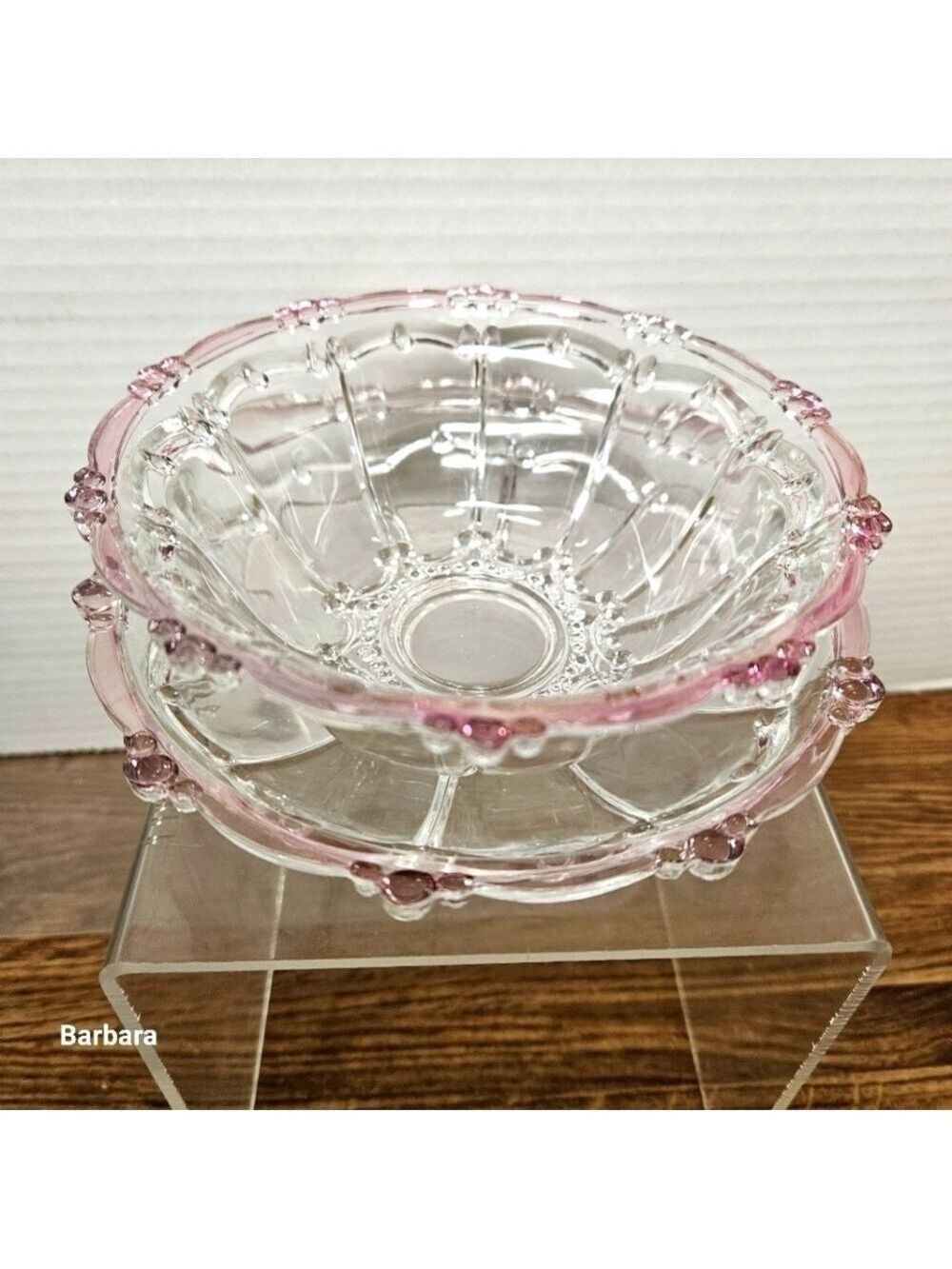 Vintage Italian Masserini Barocco Bubble Bead Glass Bowl and Plate